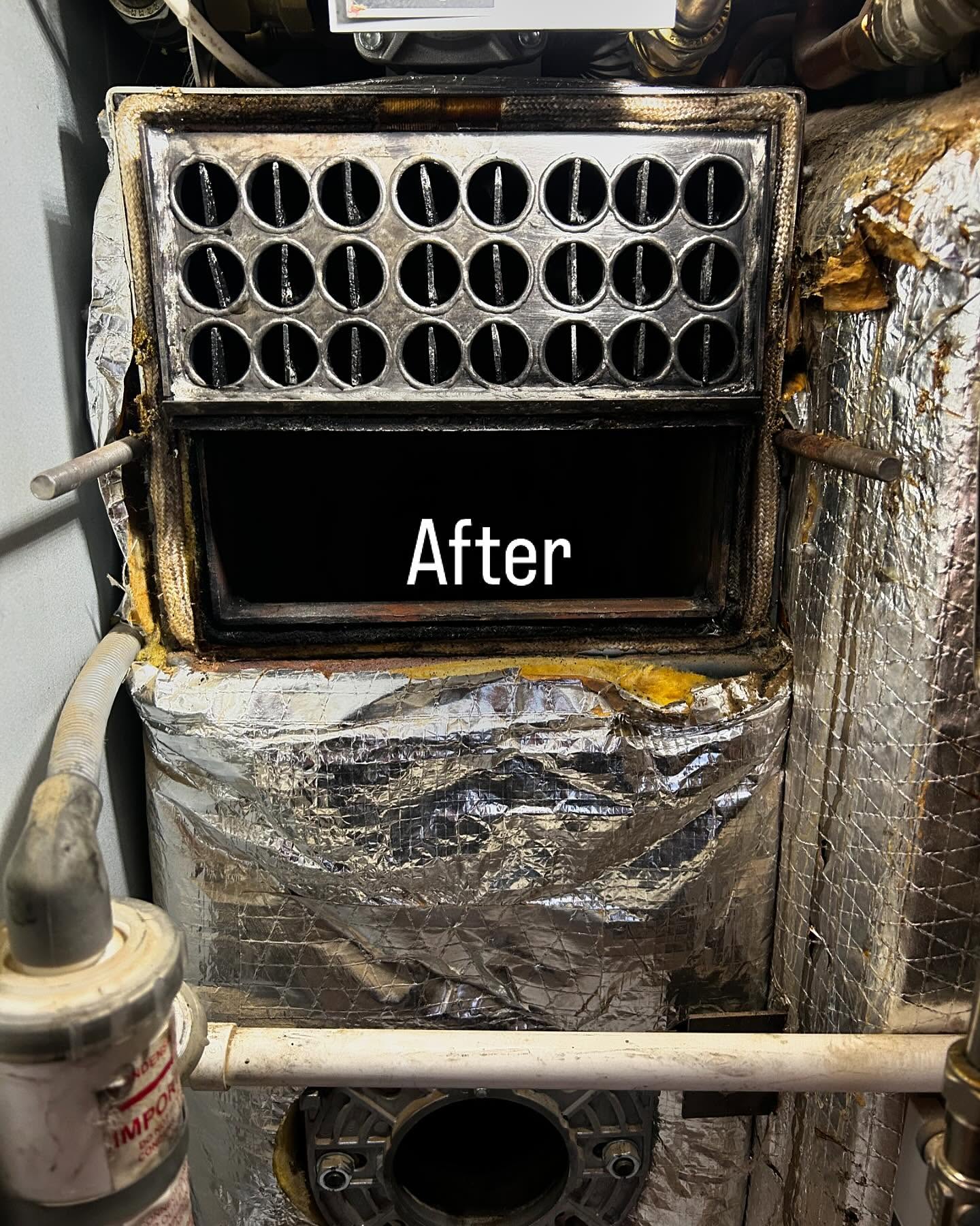After: the same heat exchanger cleaned out